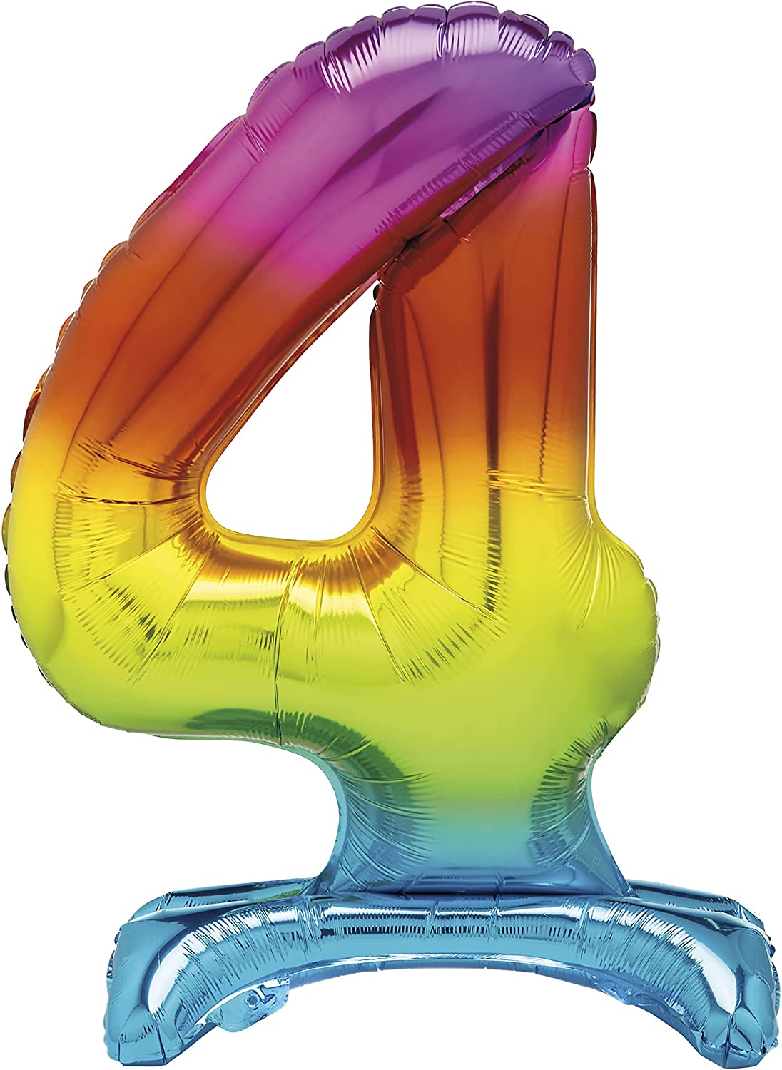 UNIQUE PARTY GIANT STANDING FOIL NUMBER 4 BALLOON 76 CM - RAINBOW. UNI13264 \\\KD03509