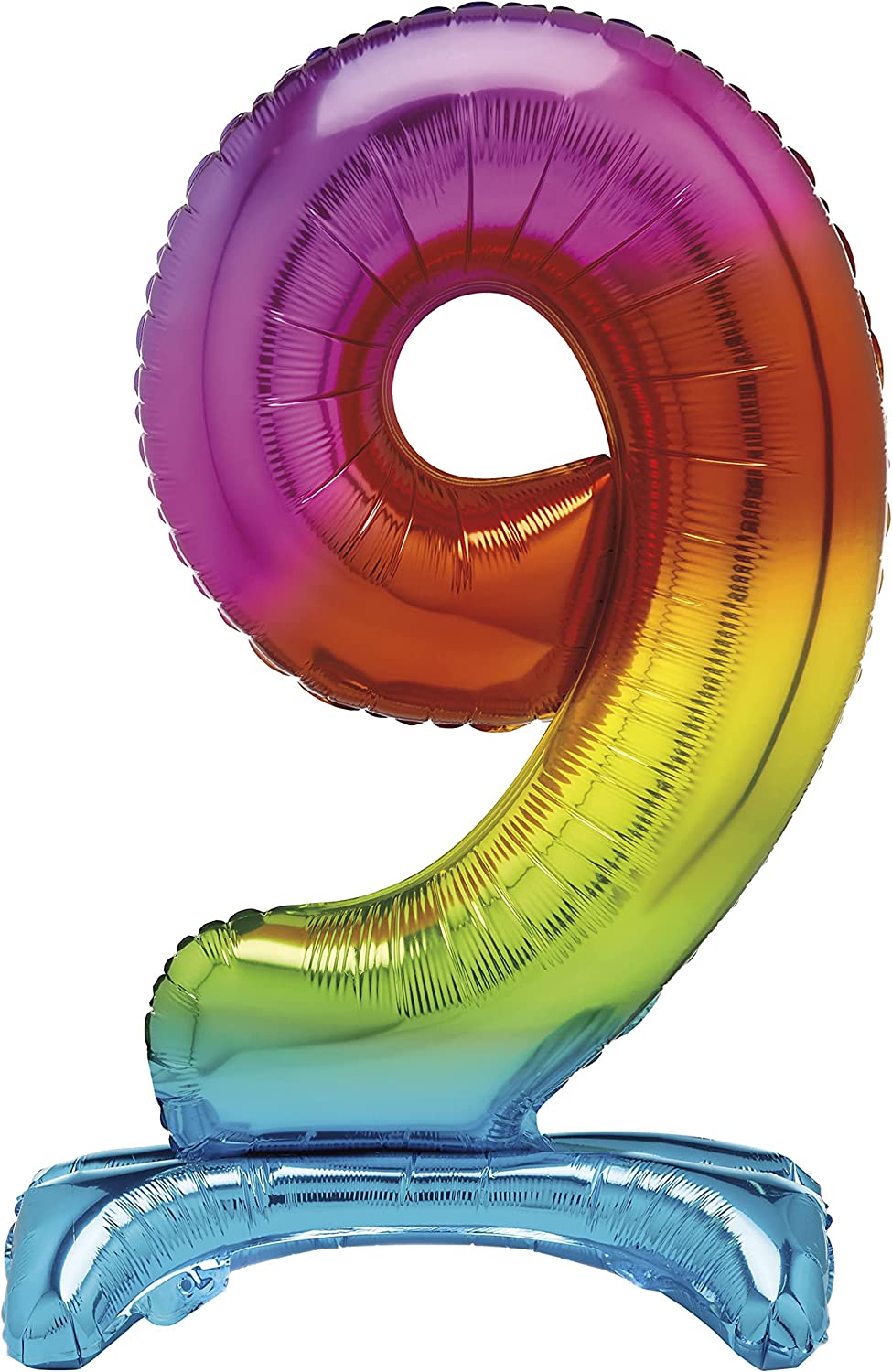 UNIQUE PARTY GIANT STANDING FOIL NUMBER 9 BALLOON 76 CM - RAINBOW. UNI13269 \\\KD03514