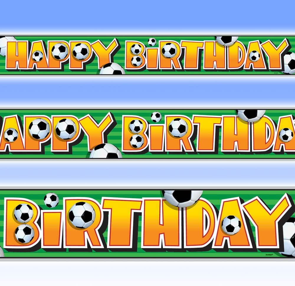 UNIQUE PARTY 3D FOOTBALL BIRTHDAY FOIL BANNER 12FT. UNI27319LF \\\KD03516