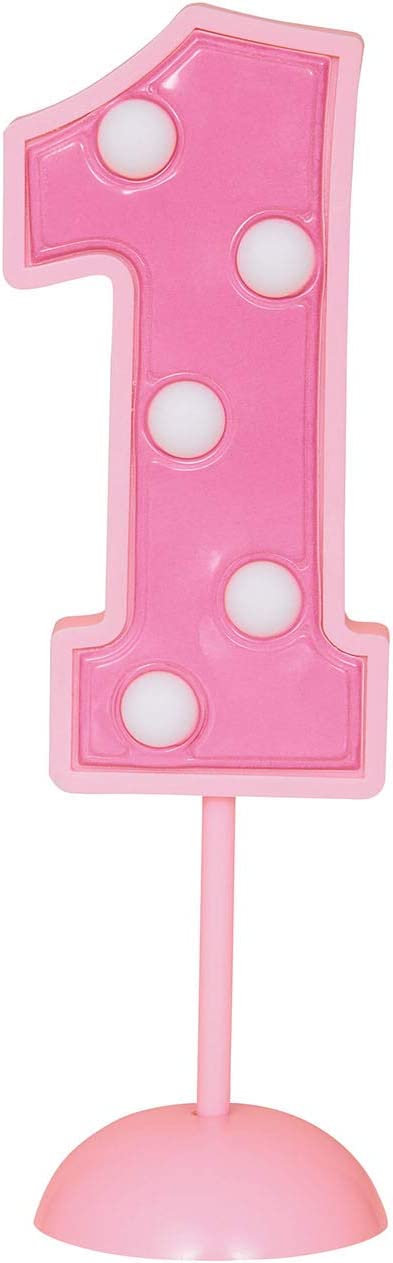 UNIQUE PARTY FLASHING POLKA DOTS CAKE TOPPERÂ NO. 1  - PINK. UNI37051 \\\KD03518