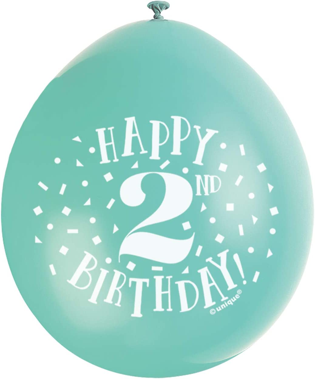 UNIQUE PARTY HAPPY 2ND BIRTHDAY LATEX BALLOONS 9 10/PK - MULTICOLOUR. UNI56034 \\\KD03555