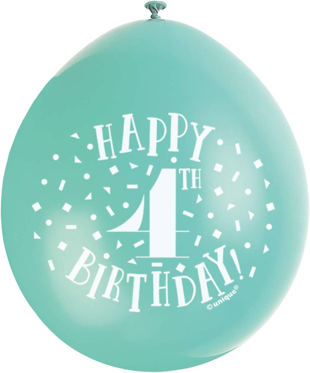 UNIQUE PARTY HAPPY 4TH BIRTHDAY LATEX BALLOONS 9 10/PK - MULTICOLOUR. UNI56038 \\\KD03557
