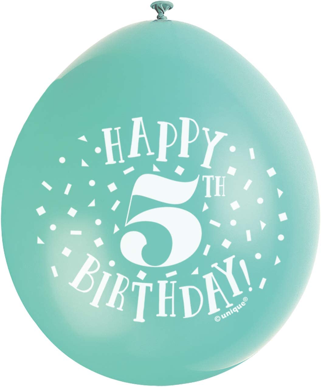 UNIQUE PARTY HAPPY 5TH BIRTHDAY LATEX BALLOONS 9 10/PK - MULTICOLOUR. UNI56039 \\\KD03558