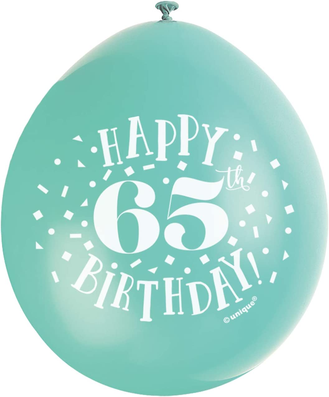 UNIQUE PARTY HAPPY 65TH BIRTHDAY LATEX BALLOONS 9 10/PK - MULTICOLOUR. UNI56053 \\\KD03570