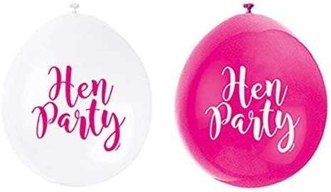 UNIQUE PARTY HEN PARTY LATEX BALLOONS 9 10/PK - MULTICOLOUR. UNI56068 \\\KD03580