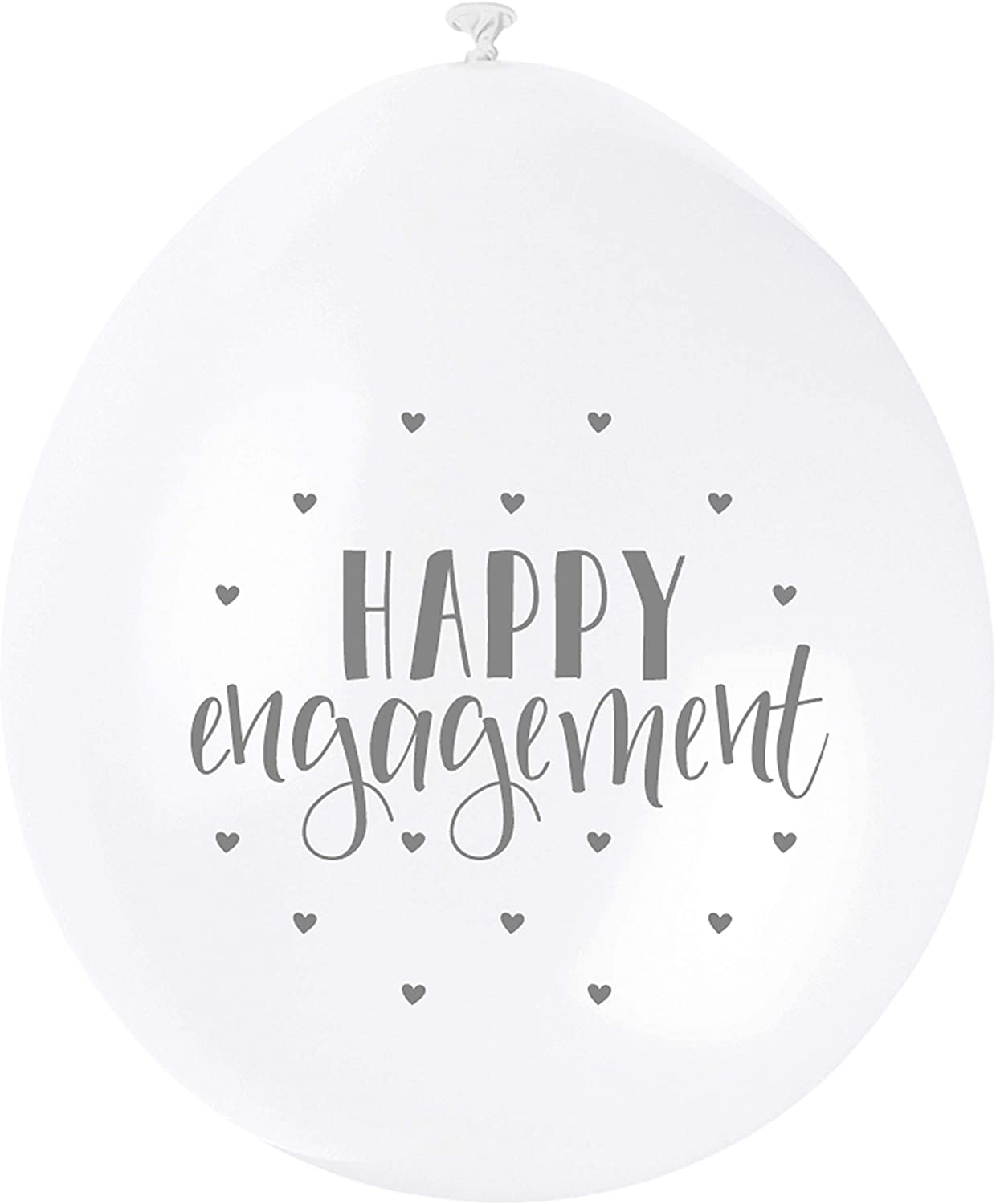 UNIQUE PARTY HAPPY ENGAGEMENT LATEX BALLOONS 9 10/PK - WHITE. UNI56069 \\\KD03581