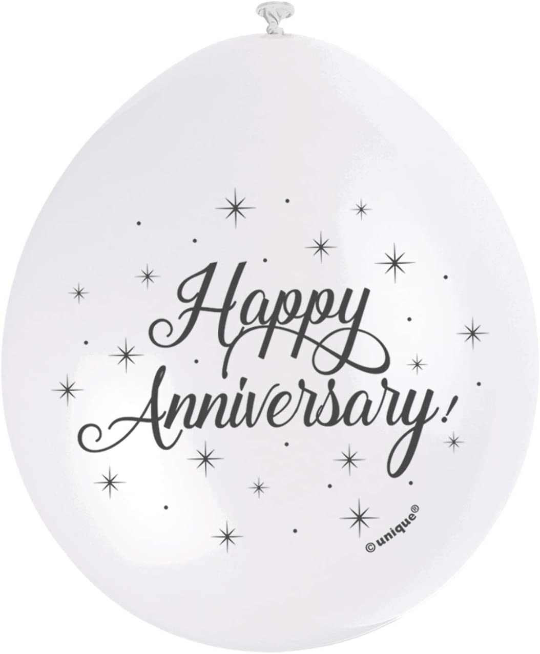 UNIQUE PARTY HAPPY ANNIVERSARY LATEX BALLOONS 9 10/PK - WHITE. UNI56070 \\\KD03582