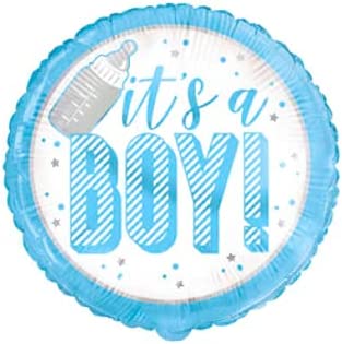 UNIQUE PARTY BABY SHOWER BOY ROUND FOIL BALLOON 18 - BLUE. UNI56761 \\\KD03587