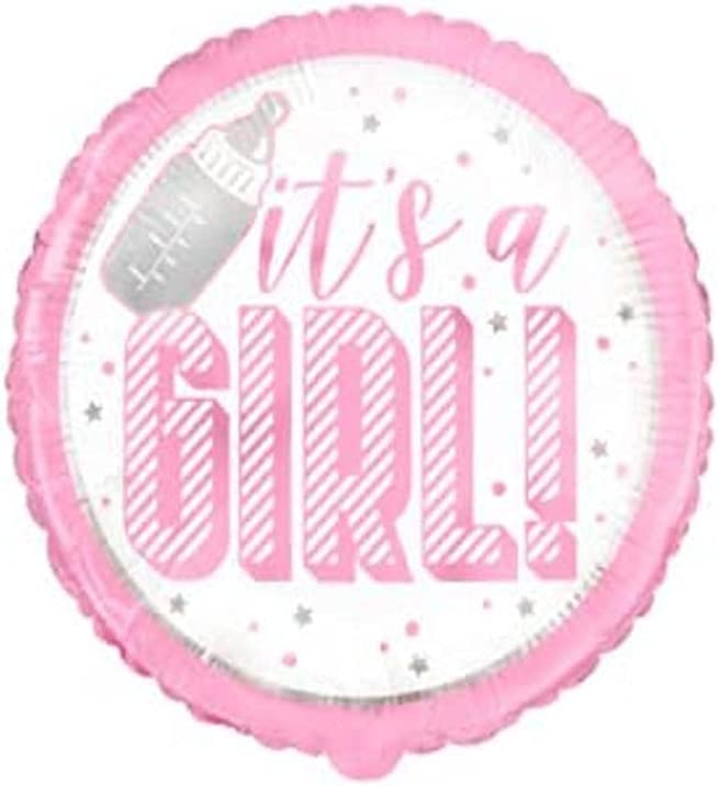 UNIQUE PARTY BABY SHOWER GIRL ROUND FOIL BALLOON 18 - PINK. UNI56763 \\\KD03588