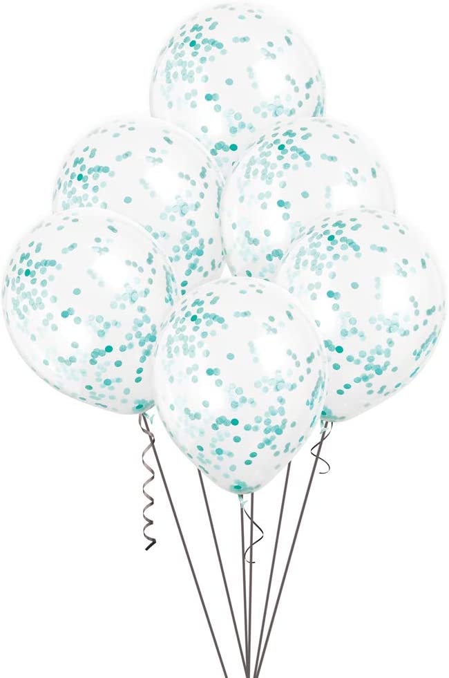 UNIQUE PARTY CONFETTI BALLOONS 12 6/PK - TEAL. UNI58108 \\\KD03589