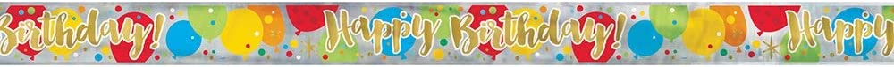 UNIQUE PARTY HAPPY BIRTHDAY PARTY BANNER 12FT - GLITZY GOLD. UNI58218LF \\\KD03590