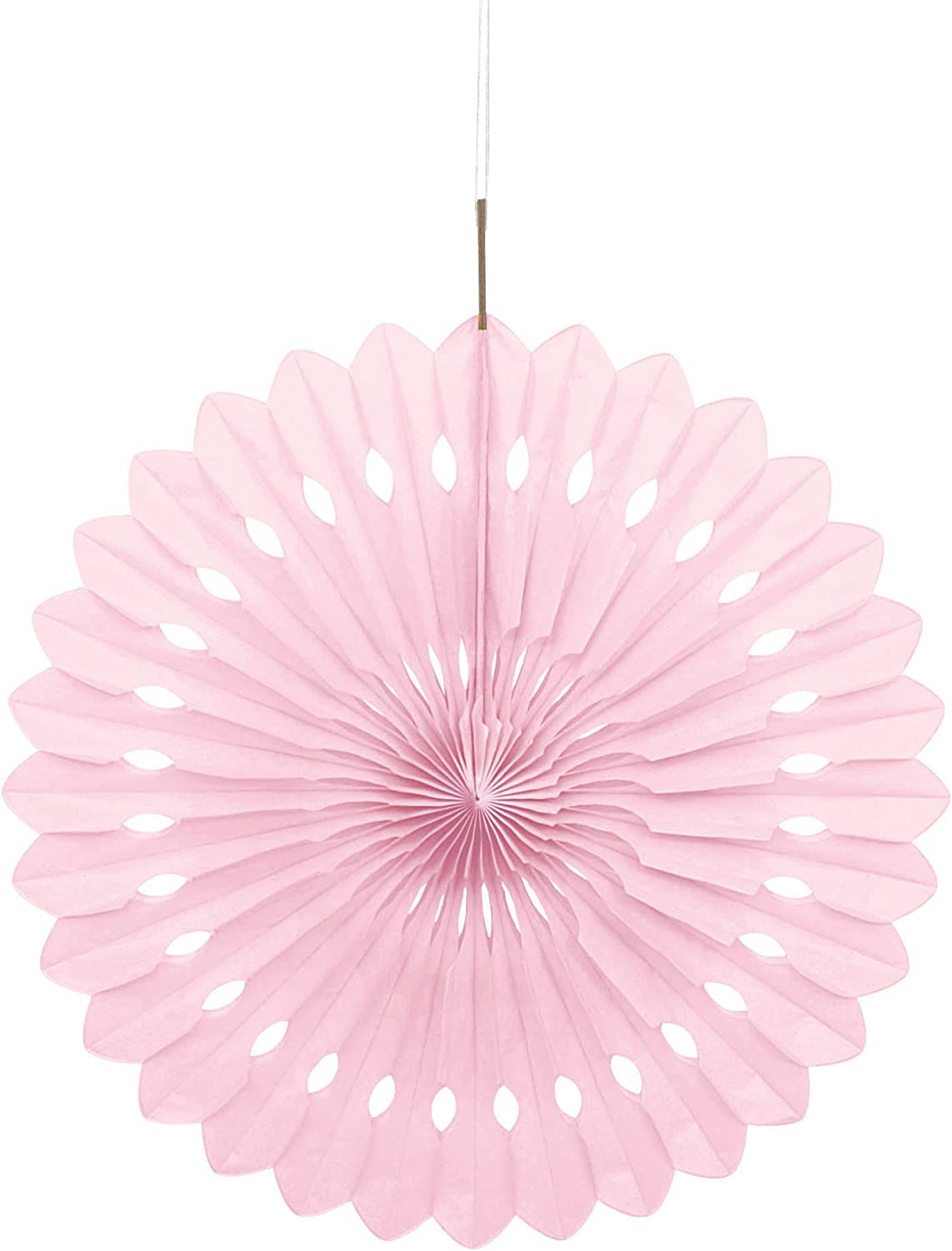 UNIQUE PARTY TISSUE PAPER FAN DECORATION 40CM - BABY PINK. UNI63190 \\\KD03591