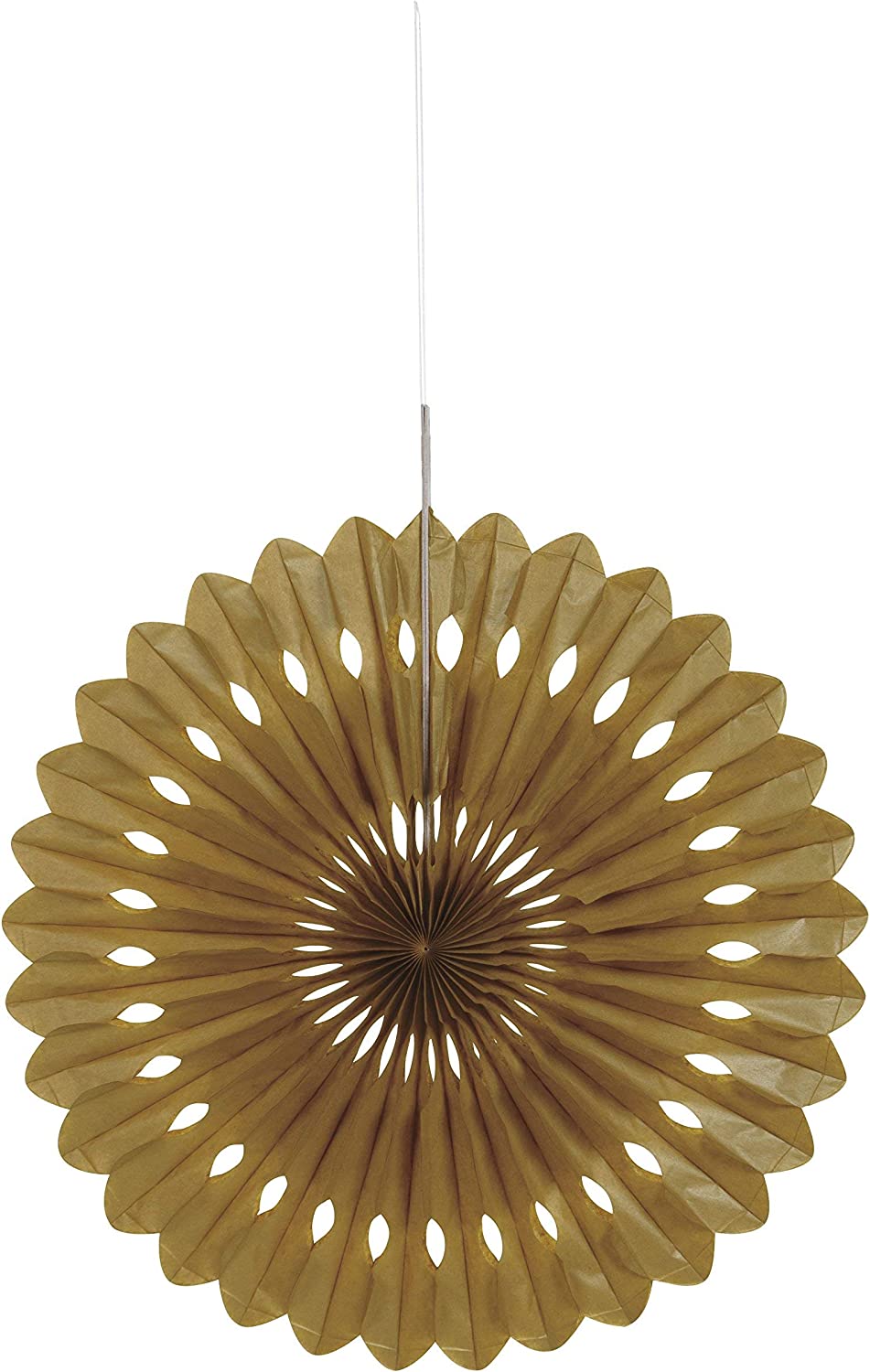 UNIQUE PARTY TISSUE PAPER FAN DECORATION 40CM - GOLD. UNI63195 \\\KD03595