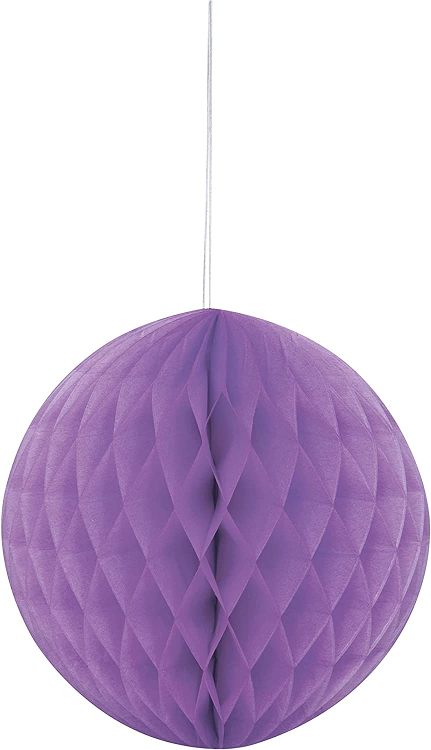 UNIQUE PARTY TISSUE PAPER HONEYCOMB / POM POM 8 INCH / 20CM - PURPLE. UNI63222 \\\KD03598