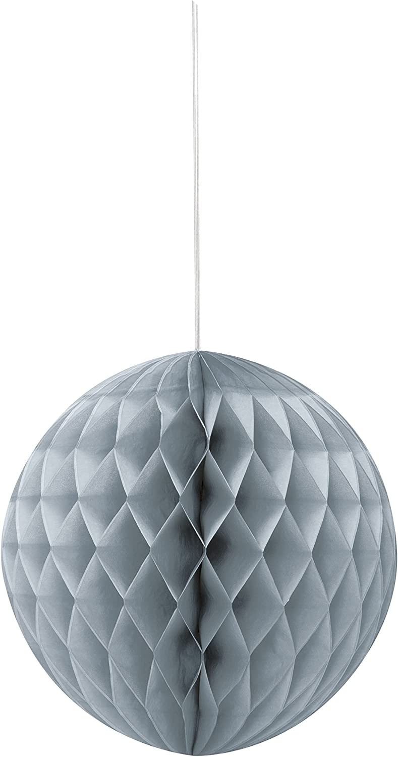 UNIQUE PARTY TISSUE PAPER HONEYCOMB / POM POM 8 INCH / 20CM - SILVER. UNI63224 \\\KD03599
