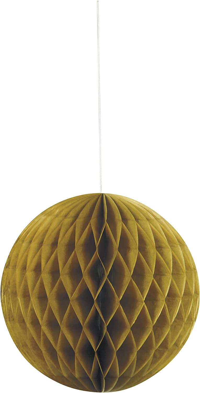 UNIQUE PARTY TISSUE PAPER HONEYCOMB / POM POM 8 INCH / 20CM - GOLD. UNI63225 \\\KD03600