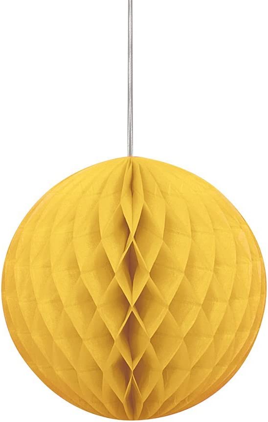 UNIQUE PARTY TISSUE PAPER HONEYCOMB / POM POM 8 INCH / 20CM - SUN YELLOW. UNI64251 \\\KD03602