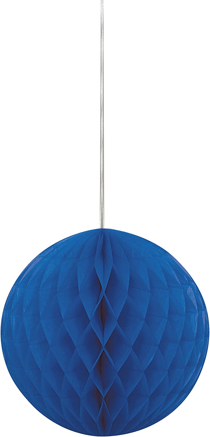 UNIQUE PARTY TISSUE PAPER HONEYCOMB / POM POM 8 INCH / 20CM - ROYAL BLUE. UNI64253 \\\KD03604