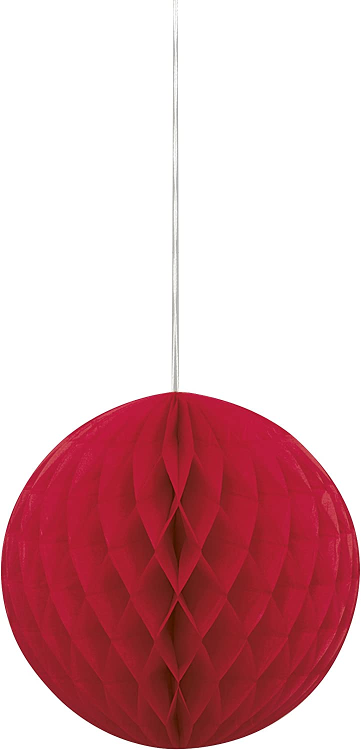 UNIQUE PARTY TISSUE PAPER HONEYCOMB / POM POM 8 INCH / 20CM - RED. UNI64255 \\\KD03606