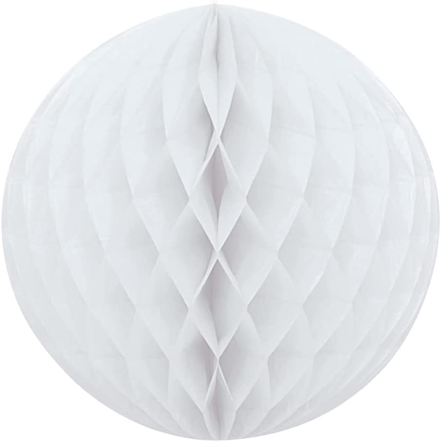 UNIQUE PARTY TISSUE PAPER HONEYCOMB / POM POM 8 INCH / 20CM - WHITE. UNI64257 \\\KD03607