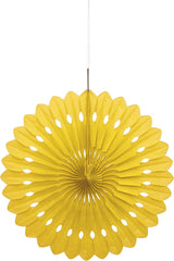 UNIQUE PARTY TISSUE PAPER FAN DECORATION 40CM - YELLOW. UNI64261 \\\KD03609