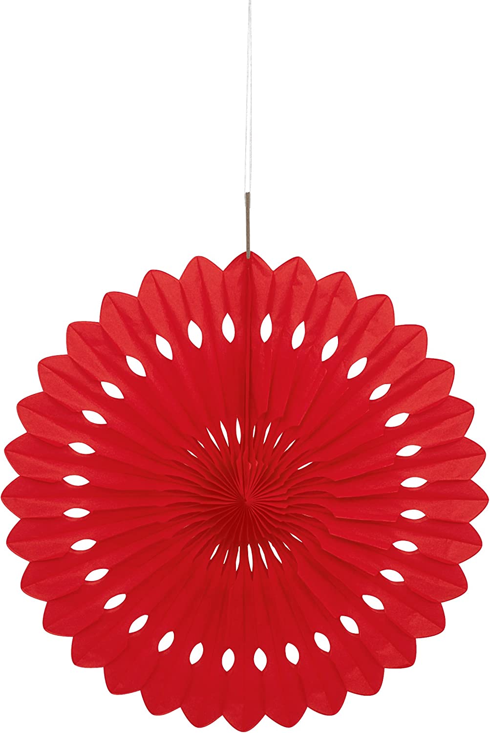 UNIQUE PARTY TISSUE PAPER FAN DECORATION 40CM - RED. UNI64265 \\\KD03613