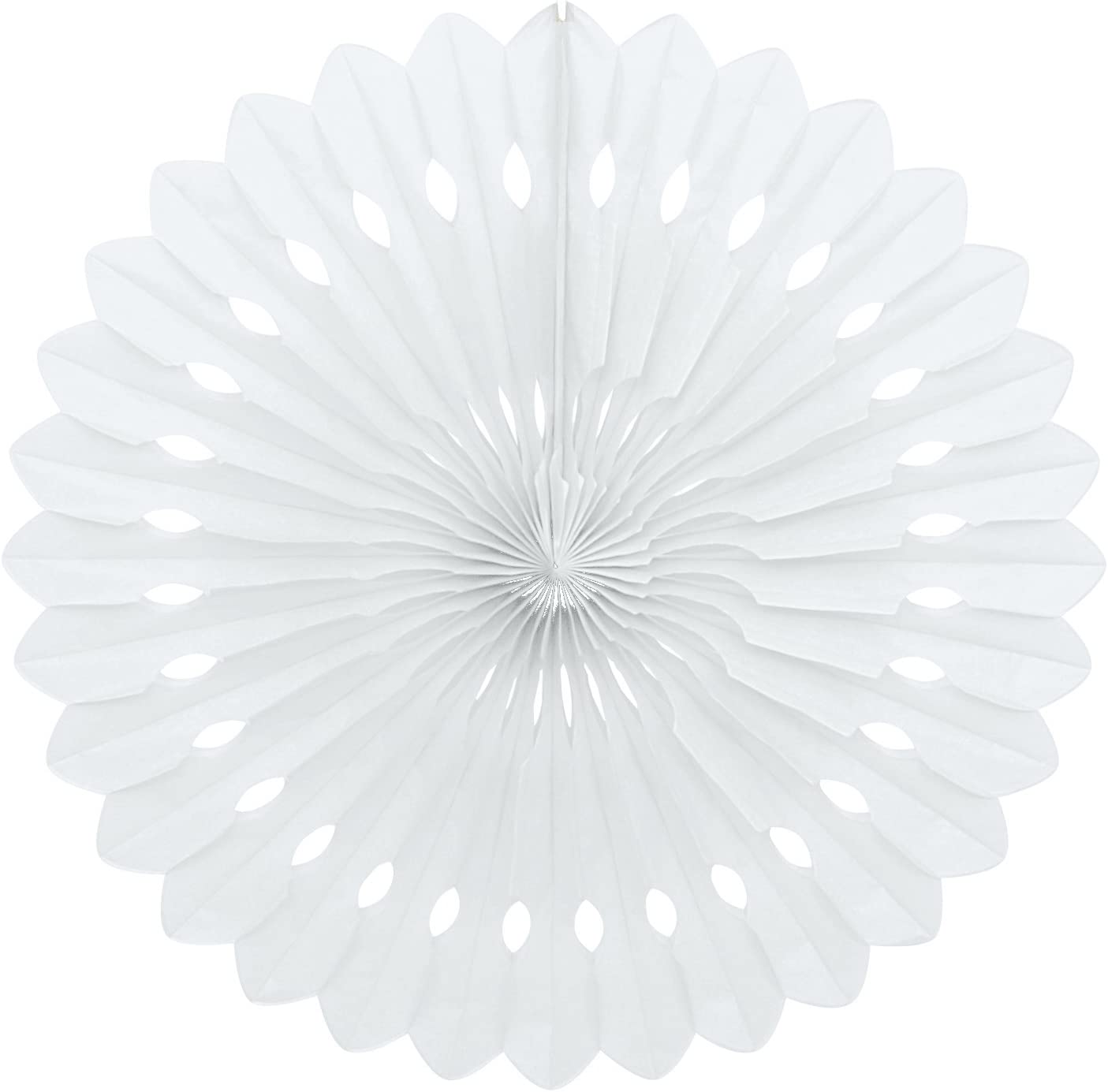 UNIQUE PARTY TISSUE PAPER FAN DECORATION 40CM - WHITE. UNI64267 \\\KD03614
