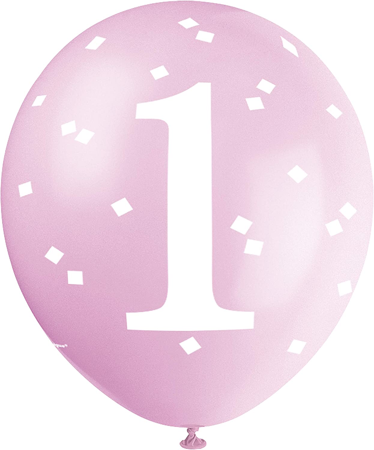 UNIQUE PARTY 1ST BIRTHDAY LATEX BALLOONS 5/PK - PINK GINGHAM. UNI74915 \\\KD03630