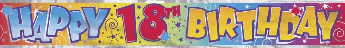 UNIQUE PARTY HAPPY 18TH BIRTHDAY FOIL PARTY BANNER 12FT. UNI90020T \\\KD03636