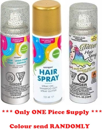 UNIQUE PARTY SILVER GLITTER HAIR COLOUR SPRAYS 4.5OZ / 133ML. UNI9051S \\\KD03644