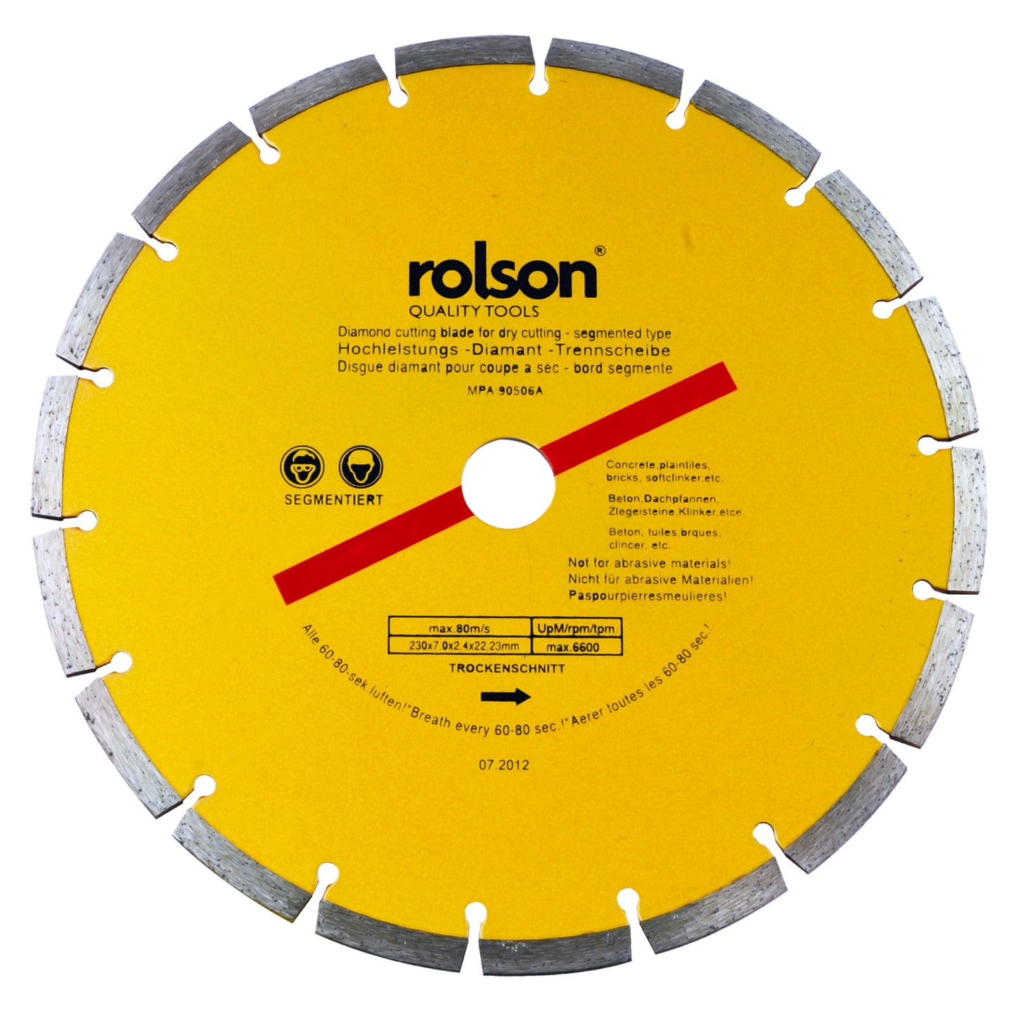 ROLSON DIAMOND TIPPED BLADE DRY CUT SEGMENTED 230MM. RT24397 \\\KD03674
