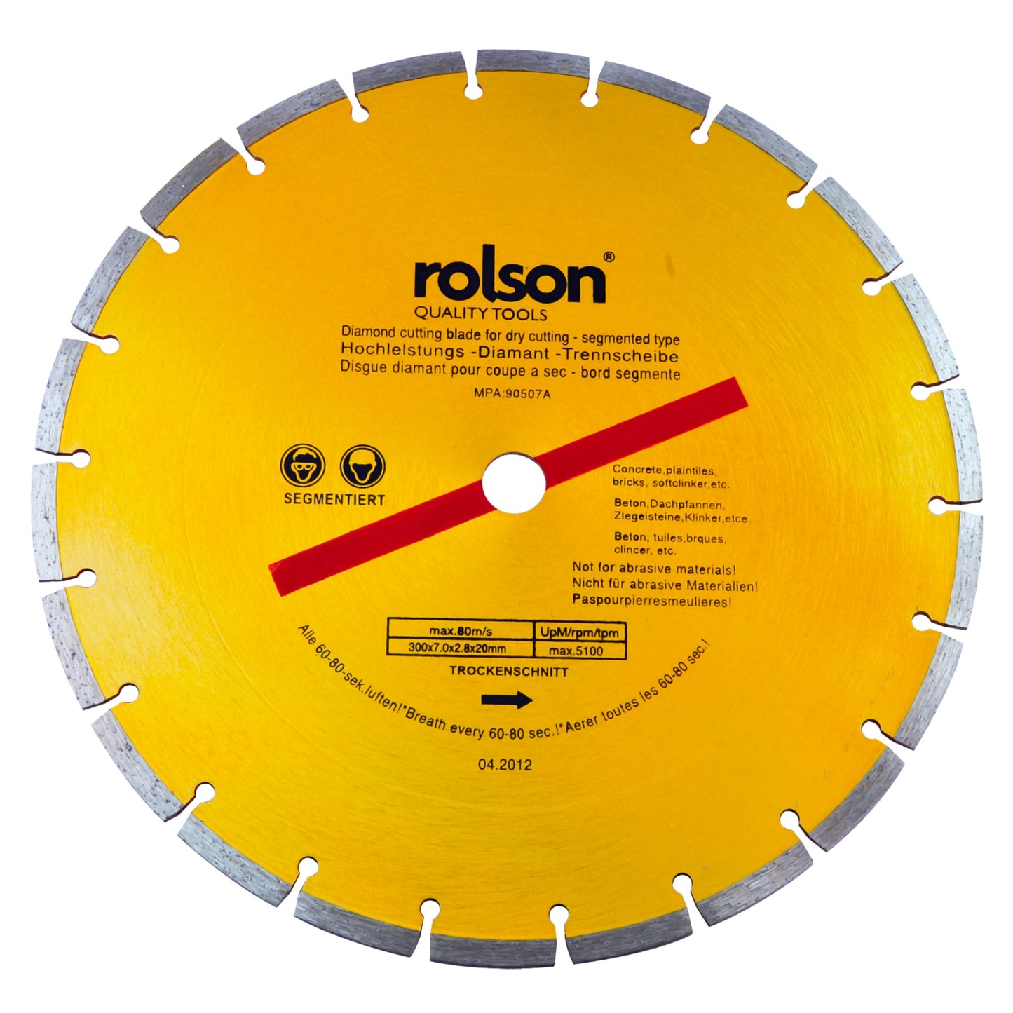 ROLSON DIAMOND TIPPED BLADE DRY CUT SEGMENTED 300MM. RT24398 \\\KD03675