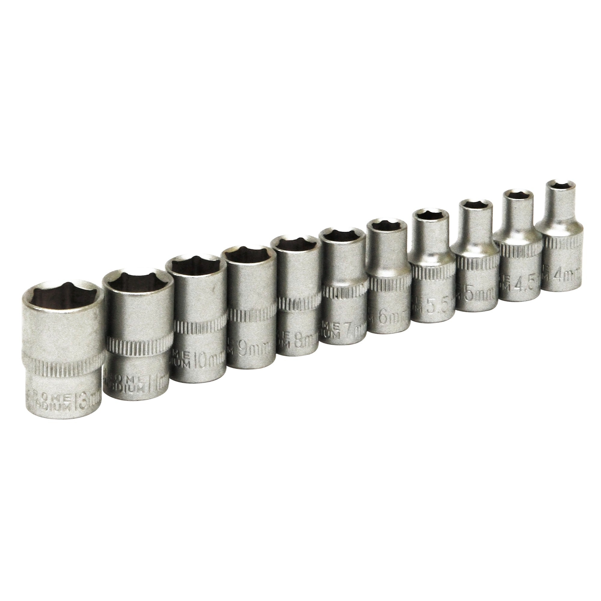ROLSON Â¼ DRIVE SHALLOW SOCKET 4 - 13MM 11PC SET. RT38611 \\\KD03709