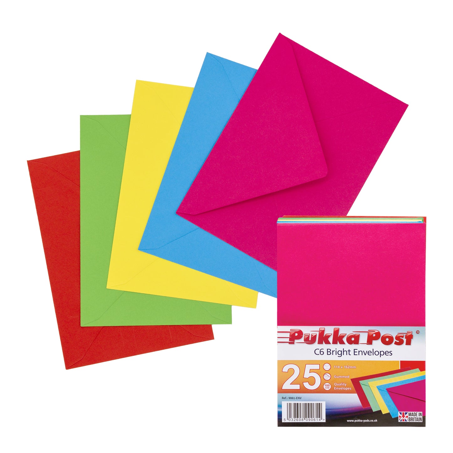 PUKKA C6 BRIGHT COLOURS ENVELOPES 114MM X 162MM 25/PK. 9061-ENV \\\KD03801