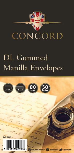 CONCORD DL BROWN / MANILLA GUMMED ENVELOPES 50/PK. SW25 \\\KD03813