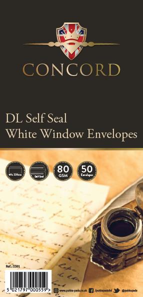 CONCORD DL WHITE SELF SEAL WINDOW ENVELOPES 50/PK. SS01 \\\KD03815