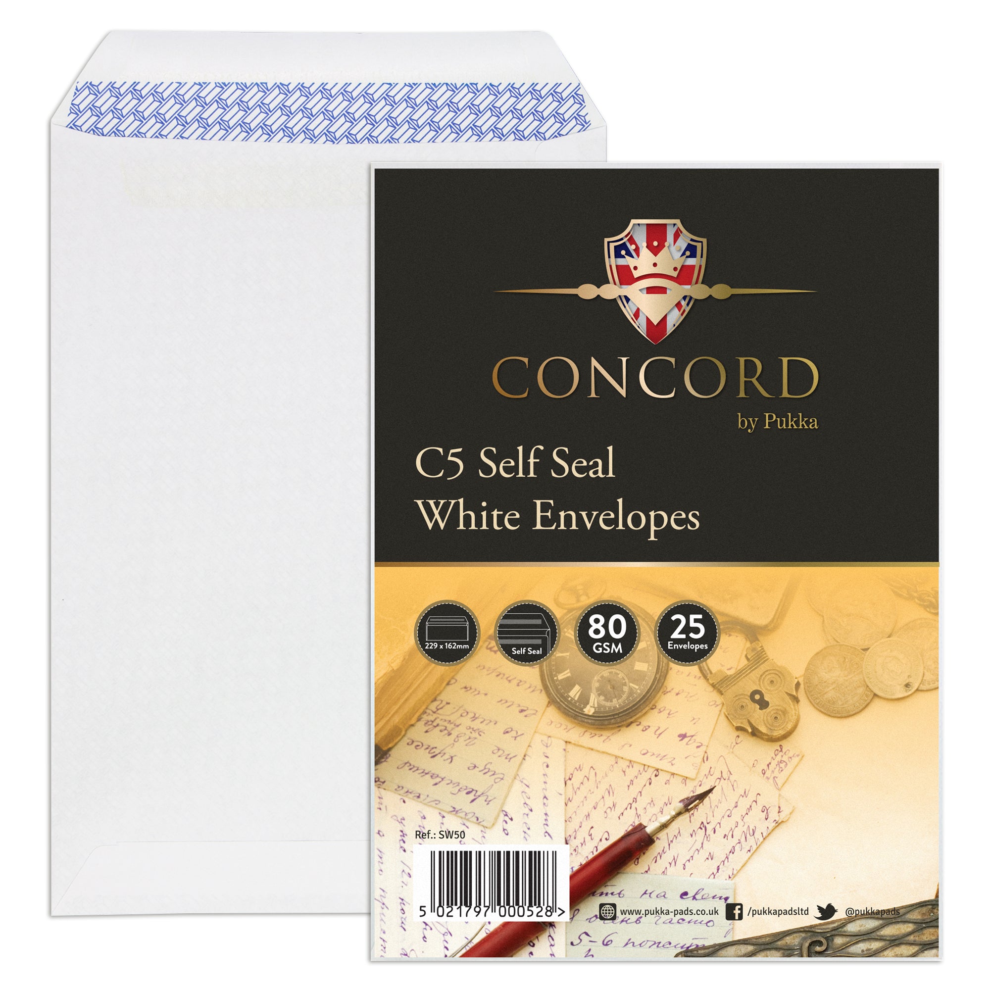 CONCROD C5 WHITE SELF SEAL ENVELOPES 25/PK. SW50 \\\KD03816