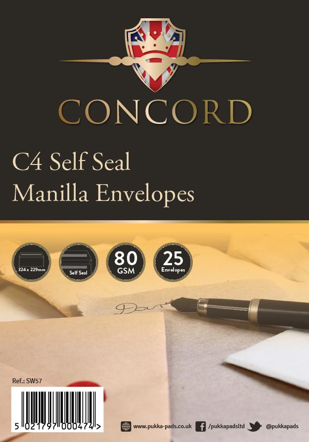 CONCORD C4 BROWN / MANILLA SELF SEAL ENVELOPES 25/PK. SW57 \\\KD03818