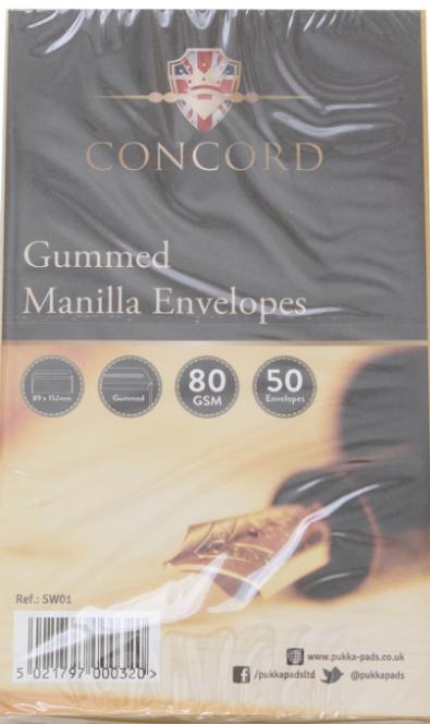 CONCORD 3.5 X 6 BROWN / MANILLA GUMMED ENVELOPES 50/PK. SW01 \\\KD03825