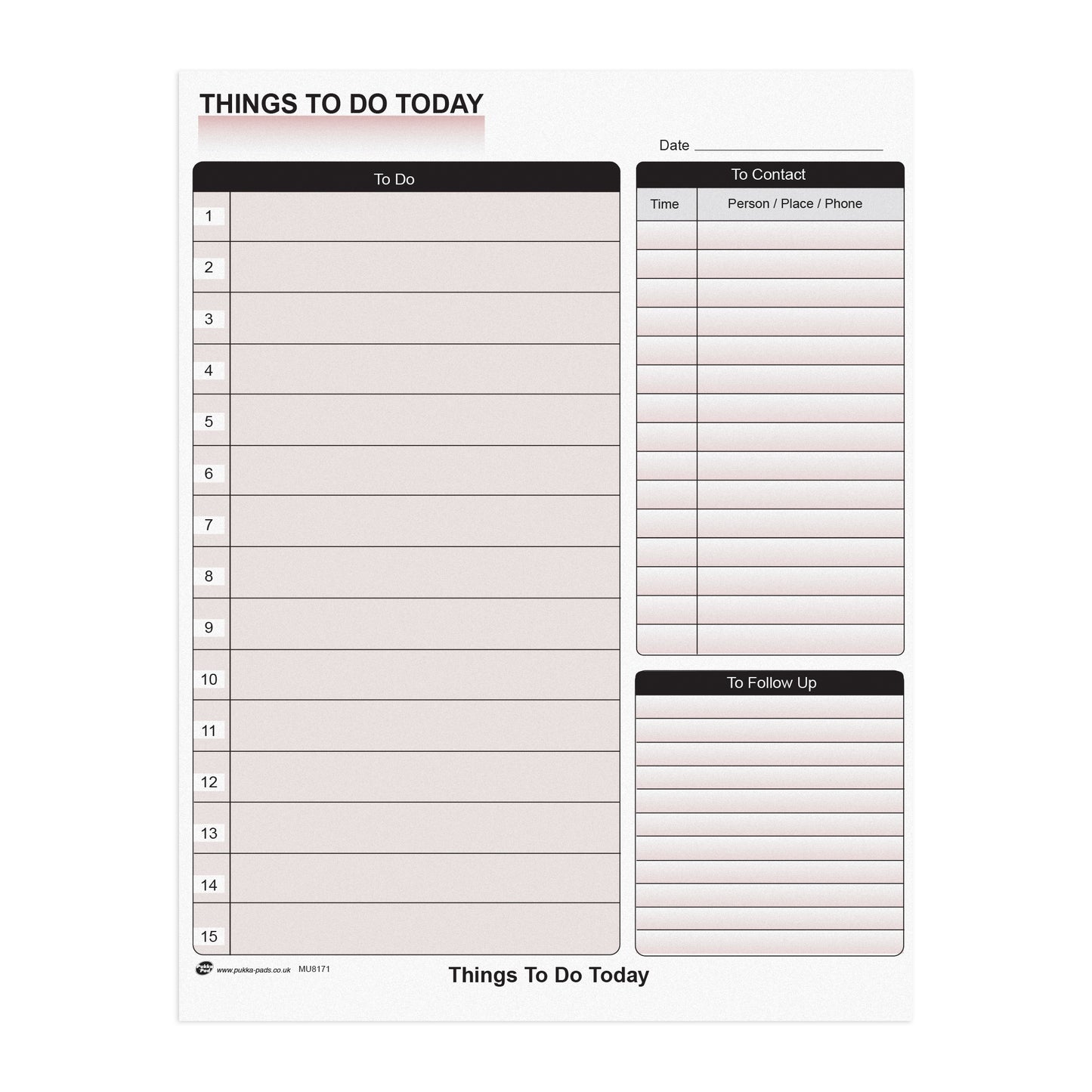 PUKKA THINGS TO DO TODAY NOTE PAD 50 SHEETS 2/PK. MU8171 \\\KD03848