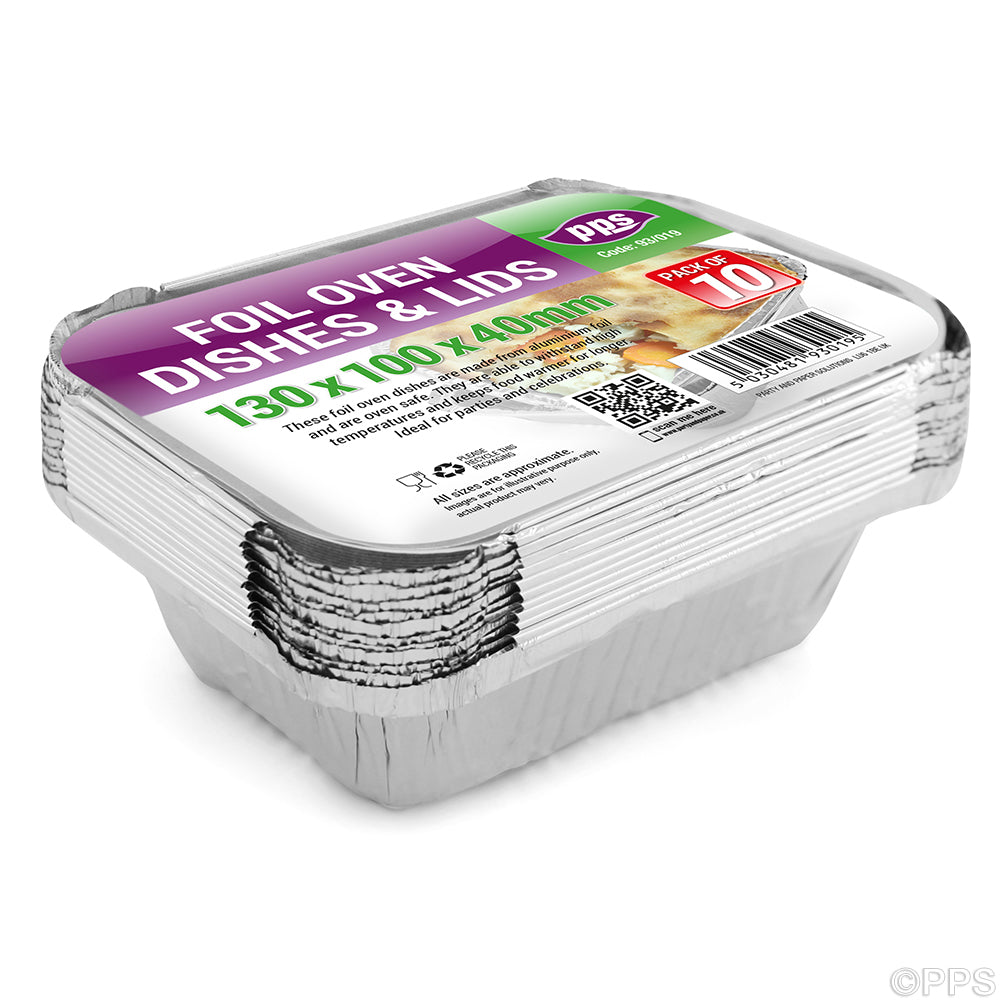 PPS FOIL OVEN DISHES SMALL 130 X 100 X 40MM 10/PK. PPS93019 \\\KD03855