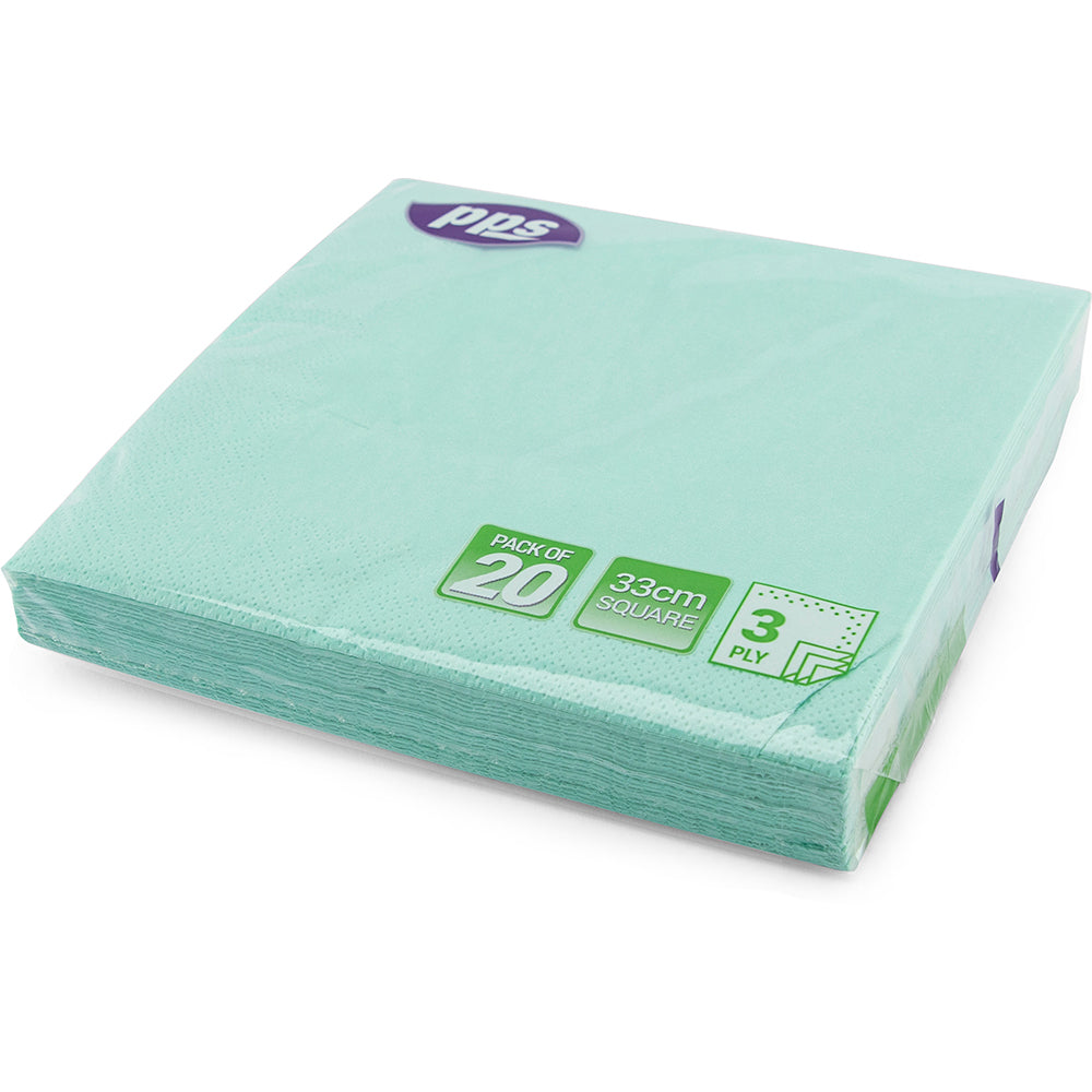 PPS NAPKINS 3 PLY 33CM X 33CM 20/PK - LIGHT GREEN. PPS99104 \\\KD03878
