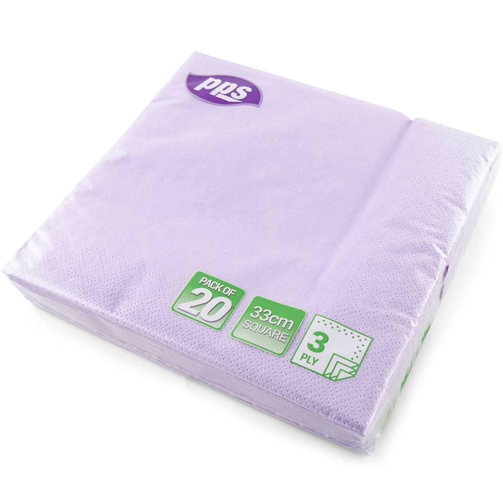 PPS NAPKINS 3 PLY 33CM X 33CM 20/PK - LILAC. PPS99107 \\\KD03881