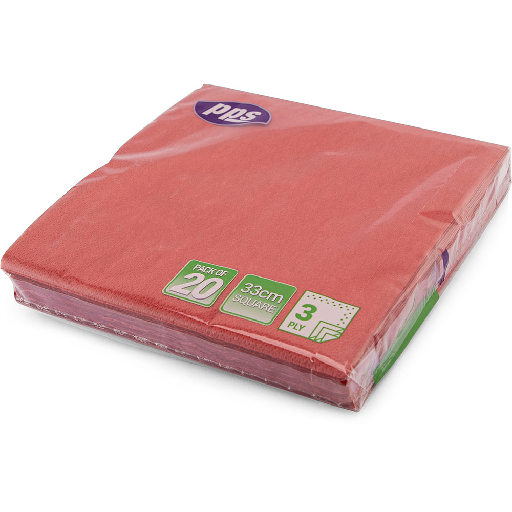 PPS NAPKINS 3 PLY 33CM X 33CM 20/PK - RED. PPS99111 \\\KD03885