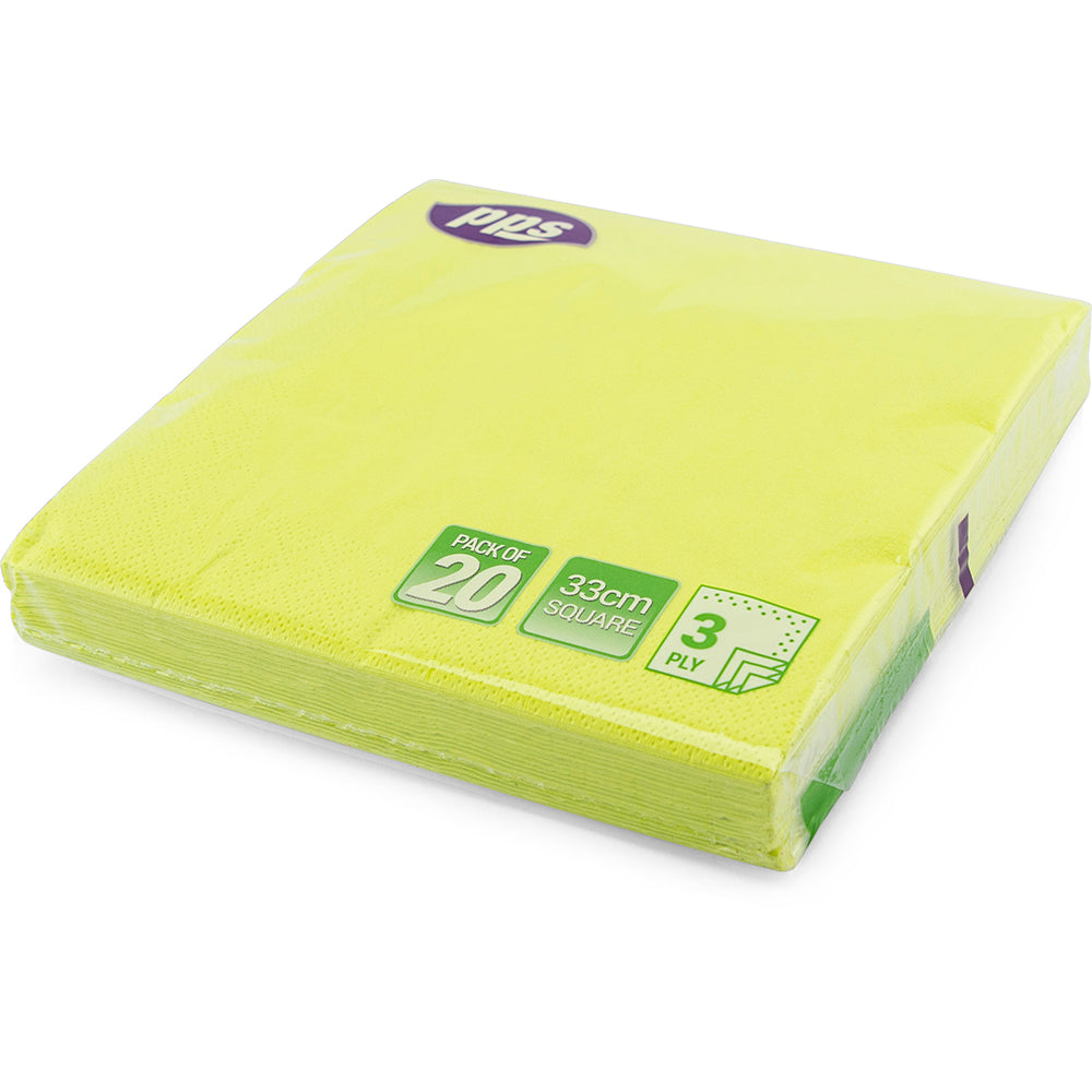 PPS NAPKINS 3 PLY 33CM X 33CM 20/PK - LIME. PPS99115 \\\KD03886