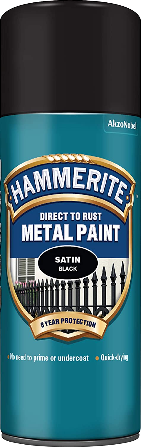 HAMMERITE METAL PAINT SATIN BLACK AEROSOL SPRAY PAINT 400ML. 5084778 \\\KD03938
