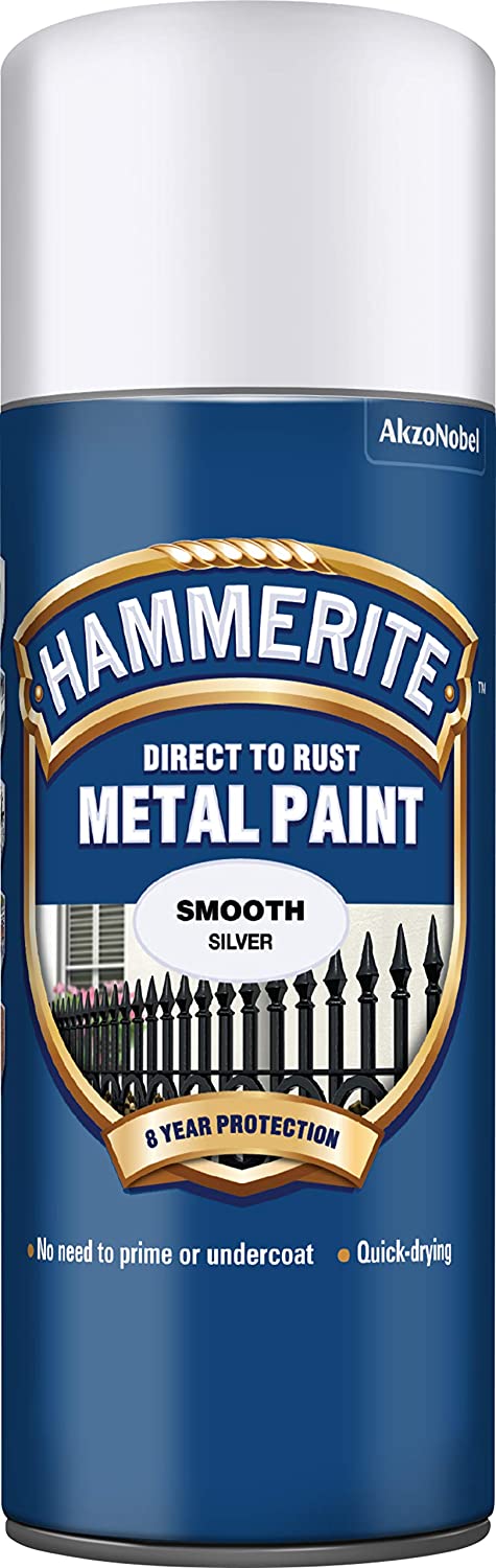 HAMMERITE METAL PAINT SMOOTH SILVER AEROSOL SPRAY PAINT 400ML. 5084785 \\\KD03944