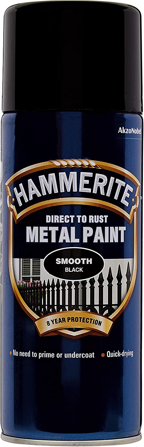 HAMMERITE METAL PAINT SMOOTH BLACK AEROSOL SPRAY PAINT 400ML. 5092965 \\\KD03948