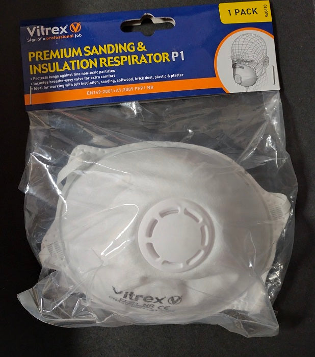 VITREX PREMIUM SANDING & INSULATION RESPIRATORS VALVE MASK. S40610 616527 \\\KD04035