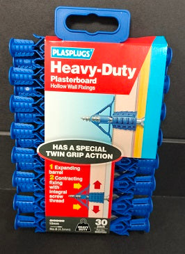 PLASPLUGS HEAVY DUTY PLASTERBOARD FIXINGS - CLIP PACK 30/PK. SHCF553CC \\\KD04045